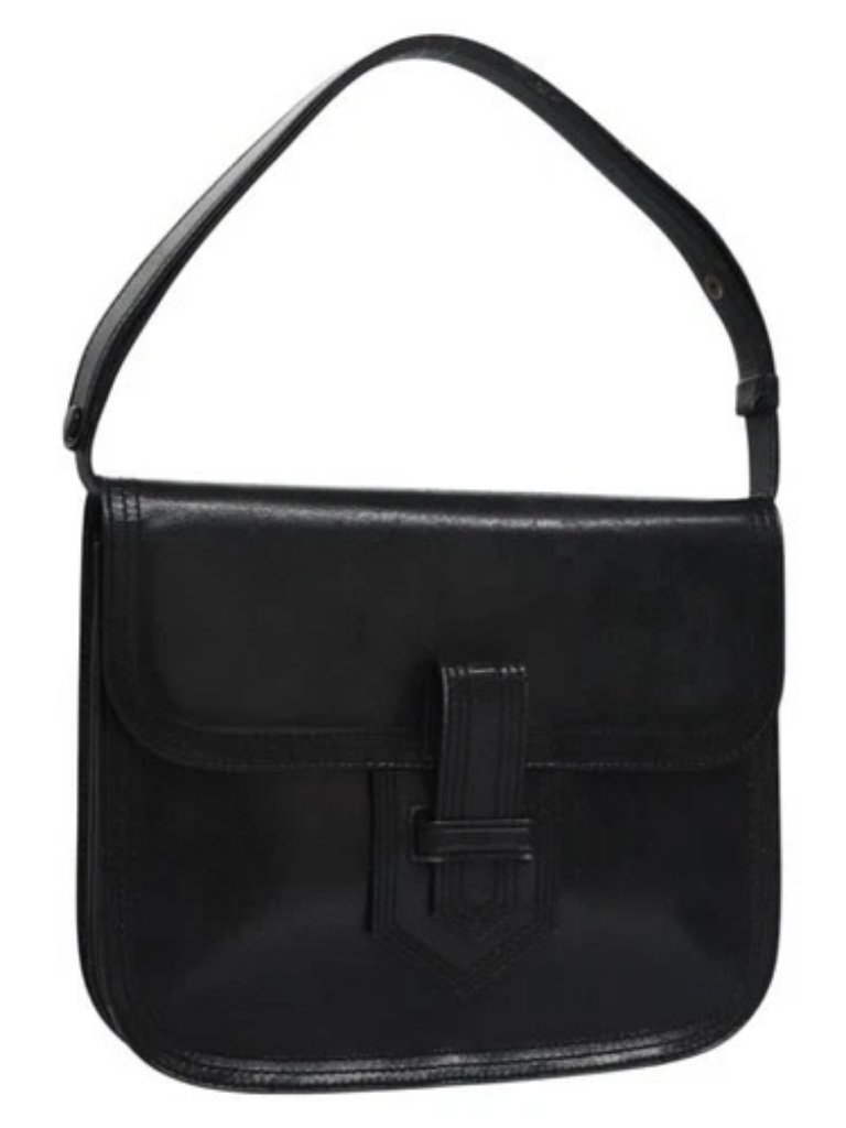 Saint Laurent Shoulder Bag Leather Black Auth